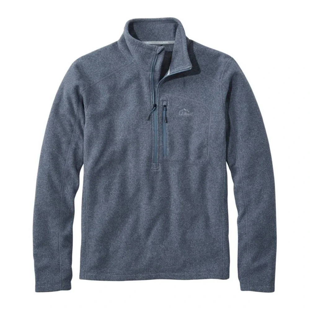 LL‎ Bean Trail Fleece Quarter Zip Pullover Lightweight Sweater L Gray Outdoor